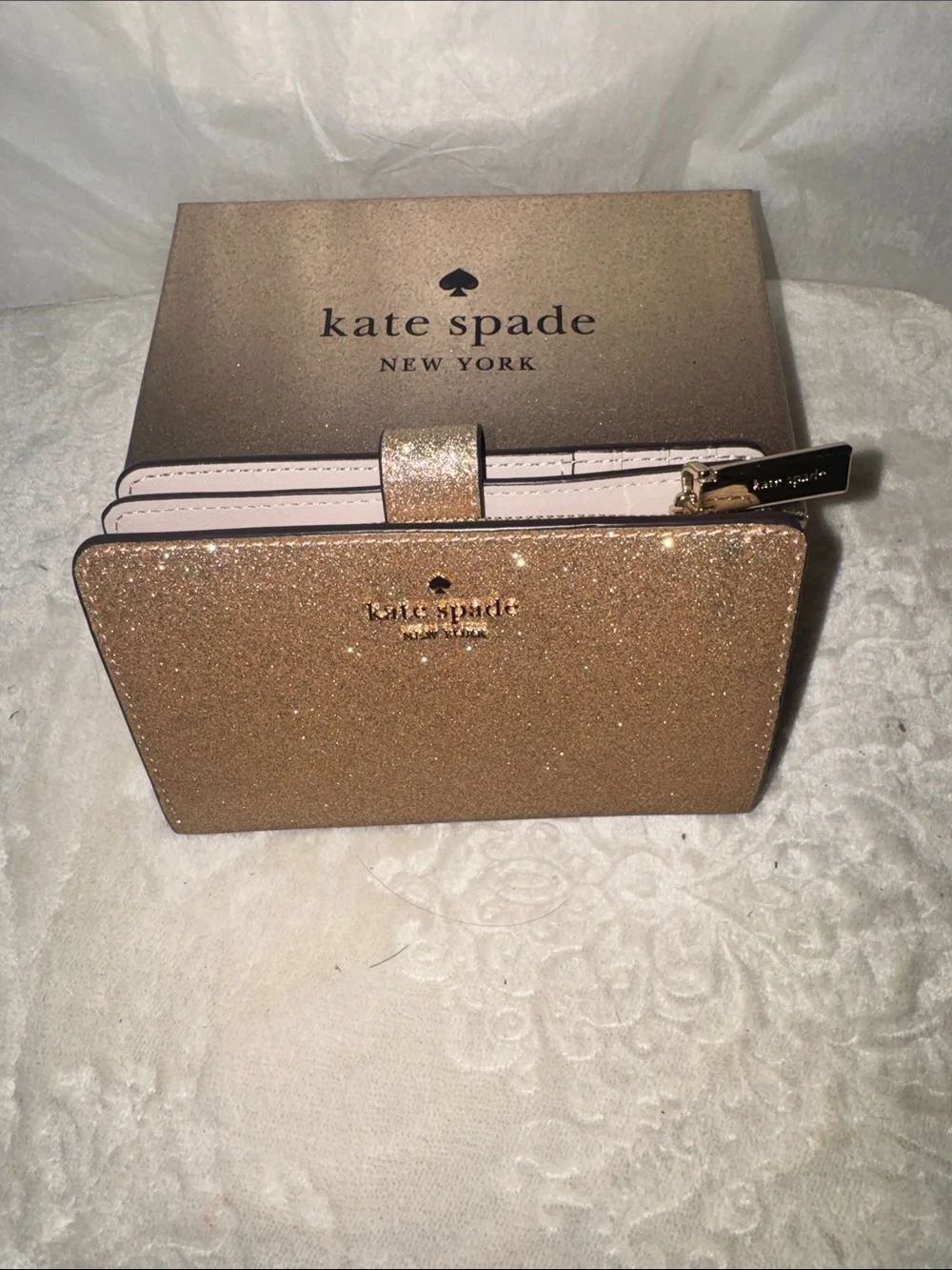 kate spade metallic gold glitter gift box